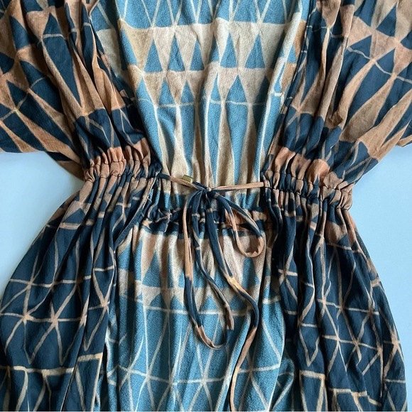 Brigitte Cover Up S Graphic Print Duster Tie-Front Vacation Resort Quiet Luxury - Picture 5 of 7